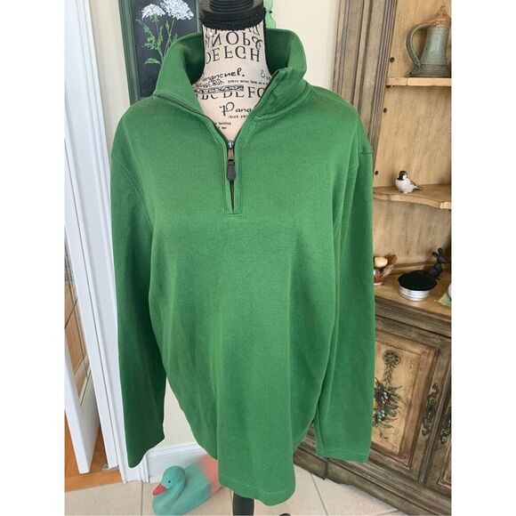 Banana Republic Quarter Zip Banana Kelly Green Elbow Pads Pullover - Picture 8 of 8